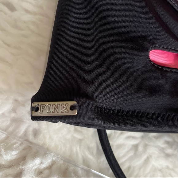 vs pink | black wrap swim top strappy tie-back size small - Picture 11 of 11